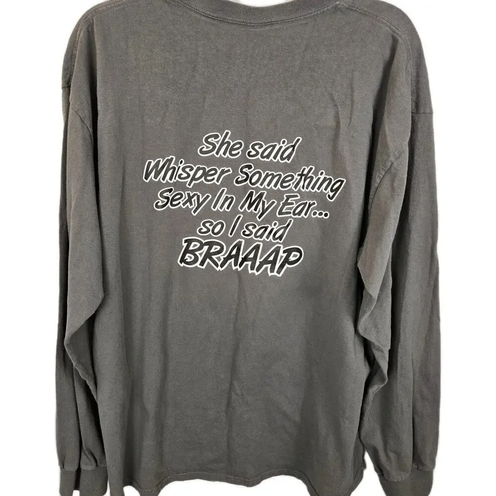 Baja Buggy Motorcyle Long Sleeve Tshirt Grey BRAAP Funny Racing XL Sexy Saying - Picture 4 of 4